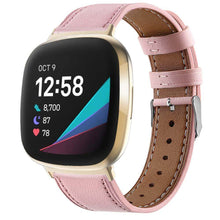 Load image into Gallery viewer, For fitbit versa 3 smart watch classic double-sided first layer cowhide leather strap for fitbit versa 3 / for fitbit sense band - pink
