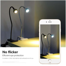 Load image into Gallery viewer, USB Power Clip Holder LED Book Light Desk Lamp 1W Flexible LED Reading Book Lamp Switch On/Off Table Lamp for Bedroom Study Room
