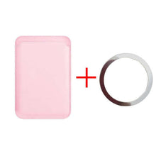 Load image into Gallery viewer, For Magsafe Magnetic Card Holder Case For iPhone 13 11 12 Pro MAX mini Leather Wallet Cover XR XS MAX Card phone Bag Adsorption - Magnetic Card Holder - Pink
