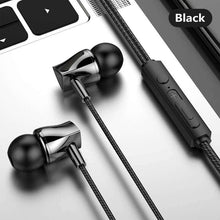 Load image into Gallery viewer, NEW Wired Earphone Mobile Phone 3.5mm Subwoofer In-ear Headphone With Microphone Tuning Stereo Headset For Huawei Xiaomi Samsung - black - China
