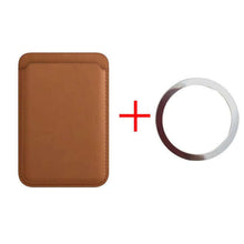 Load image into Gallery viewer, For Magsafe Magnetic Card Holder Case For iPhone 13 11 12 Pro MAX mini Leather Wallet Cover XR XS MAX Card phone Bag Adsorption - Magnetic Card Holder - Brown
