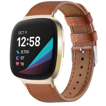 Load image into Gallery viewer, For fitbit versa 3 smart watch classic double-sided first layer cowhide leather strap for fitbit versa 3 / for fitbit sense band - brown
