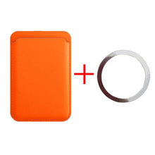 Load image into Gallery viewer, For Magsafe Magnetic Card Holder Case For iPhone 13 11 12 Pro MAX mini Leather Wallet Cover XR XS MAX Card phone Bag Adsorption - Magnetic Card Holder - Orange
