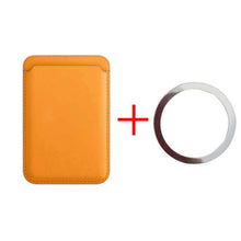 Load image into Gallery viewer, For Magsafe Magnetic Card Holder Case For iPhone 13 11 12 Pro MAX mini Leather Wallet Cover XR XS MAX Card phone Bag Adsorption - Magnetic Card Holder - Yellow
