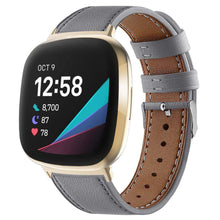 Load image into Gallery viewer, For fitbit versa 3 smart watch classic double-sided first layer cowhide leather strap for fitbit versa 3 / for fitbit sense band - gray
