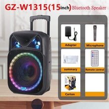 Load image into Gallery viewer, 12 inch 500W high power bluetooth speaker home radio audio outdoor singing subwoofer portable trolley speaker with wireless mic - W1315
