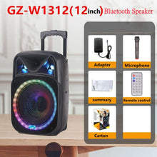 Load image into Gallery viewer, 12 inch 500W high power bluetooth speaker home radio audio outdoor singing subwoofer portable trolley speaker with wireless mic - W1312
