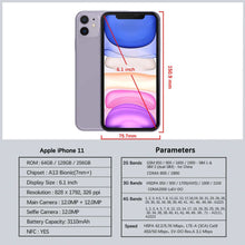 Load image into Gallery viewer, Original Apple iPhone 11 4G LTE Mobile Phone Used-99%New 6.1&quot; 4GB RAM 64GB/128GB ROM A13 IOS SmartPhone NFC Hexa Core CellPhone
