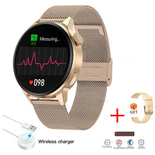 Load image into Gallery viewer, 2022 New NFC Smart Watch Men Smart Bluetooth Call Sport GPS Track Smartwatch Women Heart Rate ECG PPG Smartwatch For Android ios - Gold Mesh belt - China
