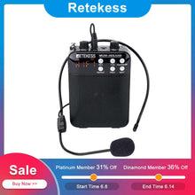 Load image into Gallery viewer, Retekess TR619 Megaphone Portable 3W FM Recording Voice Amplifier Teacher Microphone Speaker With Mp3 Player FM Radio Recorder
