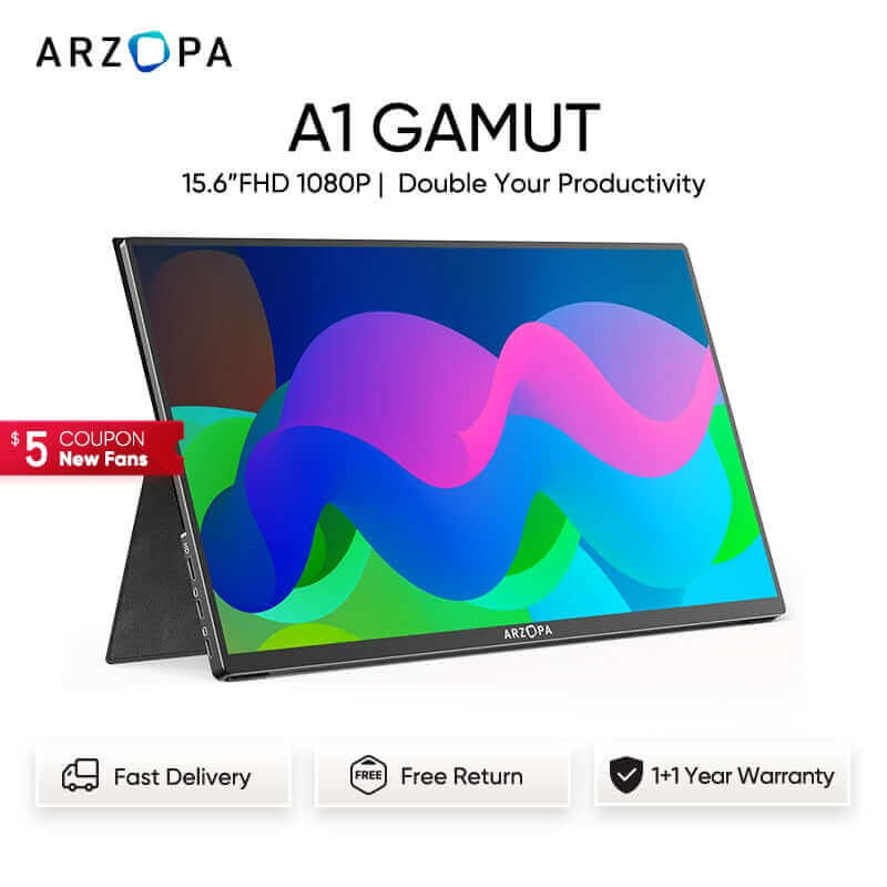 Arzopa 15.6 Ultra Slim Portable Monitor Display with Dual Speakers ...