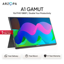 Load image into Gallery viewer, Arzopa 15.6 Ultra Slim Portable Monitor FHD 1080P External Display with Dual Speakers Second Screen for Laptop PC Phone Switch
