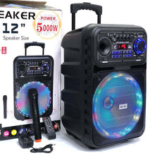 Load image into Gallery viewer, 12 inch 500W high power bluetooth speaker home radio audio outdoor singing subwoofer portable trolley speaker with wireless mic - DS-1206
