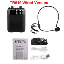 Load image into Gallery viewer, Retekess TR619 Megaphone Portable 3W FM Recording Voice Amplifier Teacher Microphone Speaker With Mp3 Player FM Radio Recorder - China - Wired version
