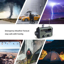 Load image into Gallery viewer, Portable Radio Hand Crank AM FM NOAA Emergency 3-in-1 Reading Lamp Flashlight Solar Charging 2000mAh Power Bank for Cell Phone
