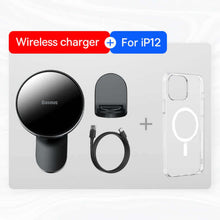 Load image into Gallery viewer, Baseus Magnetic Car Phone Holder Wireless Charger for iPhone 12 - China - with iP12
