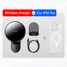 Baseus Magnetic Car Phone Holder Wireless Charger for iPhone 12 - China - with iP12 Pro