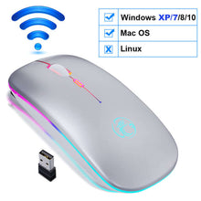 Load image into Gallery viewer, Wireless RGB Bluetooth Computer Mouse Gaming - USB sliver A - China
